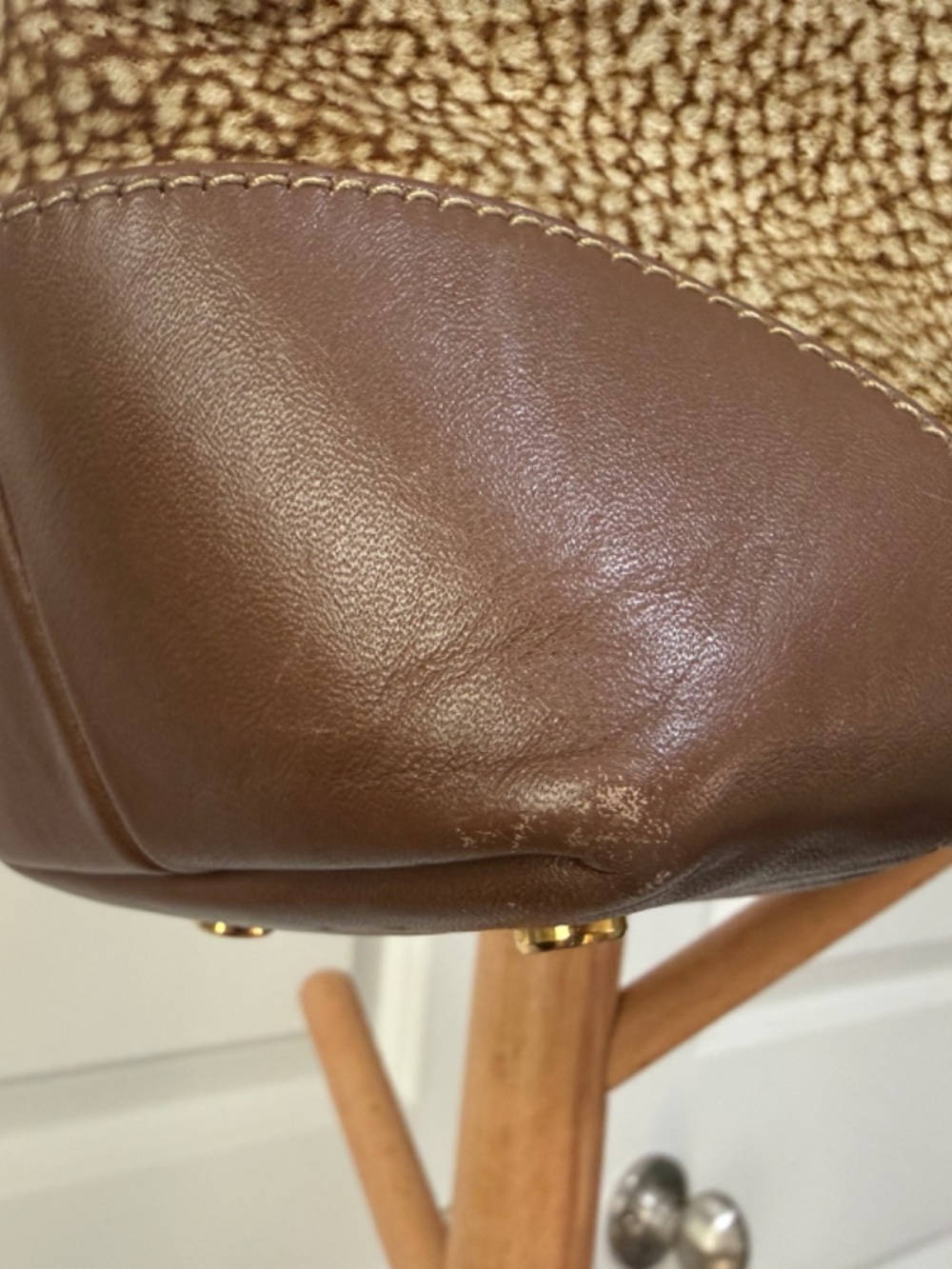Vintage Borbonese Italy OP Print Doctor Bag Satchel Brown Leather Trim - Picture 5 of 10